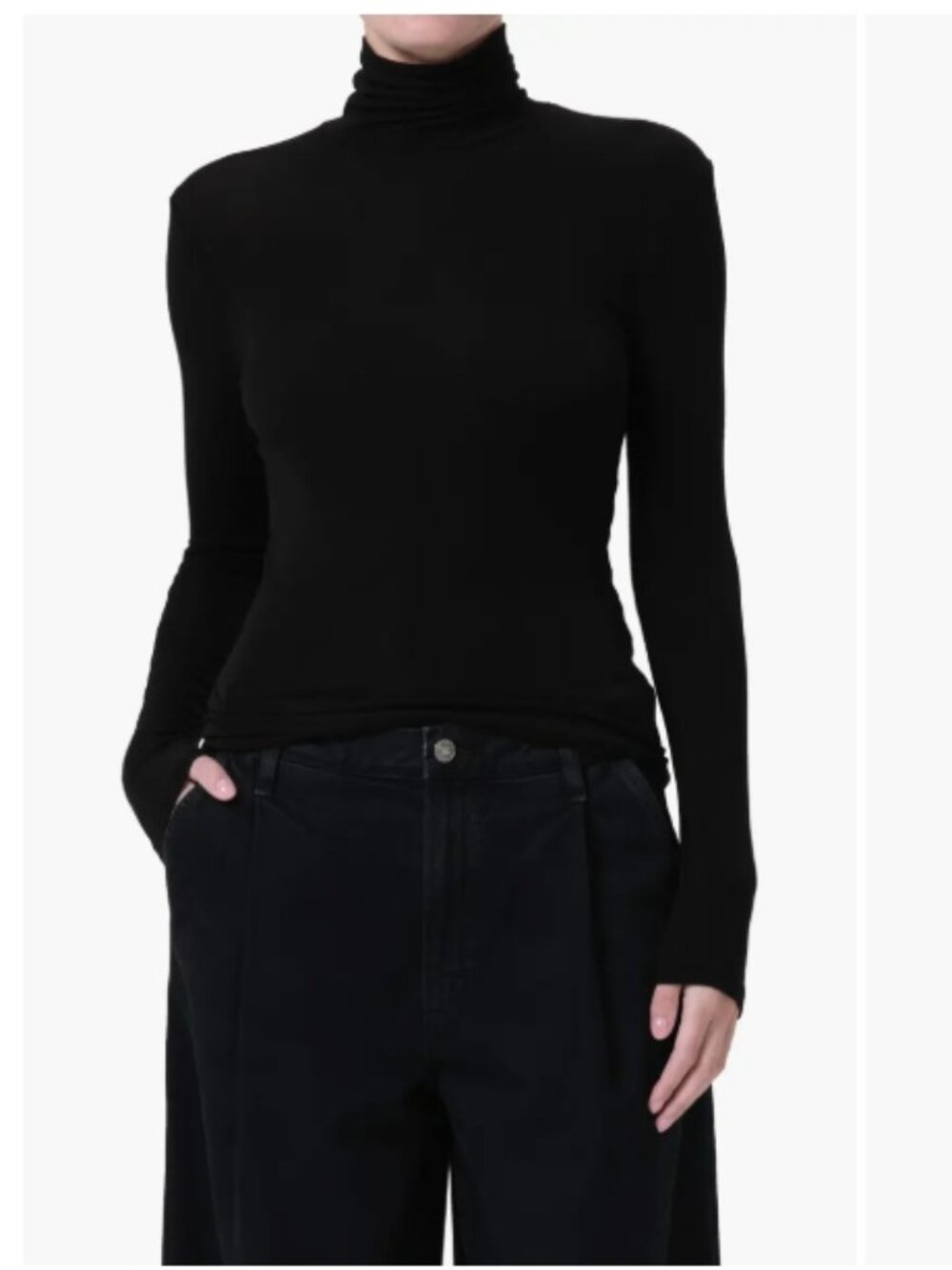 Agolde Pascale Women's Knit Turtleneck Rib Top, Black XL Excellent condition